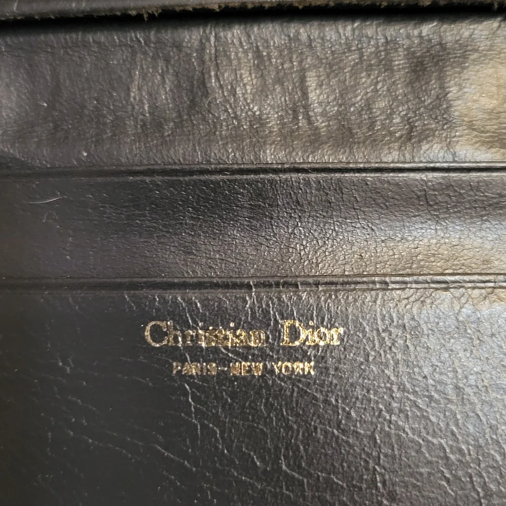 Vintage Dior Navy and Beige Logo Wallet in Great Condition
